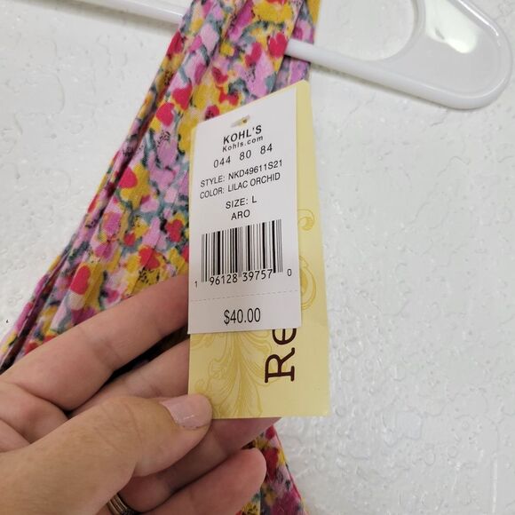 Rewind Size Large Pink & Yellow Surplice Neckline V-Back Smocked Waist Romper - Picture 4 of 7